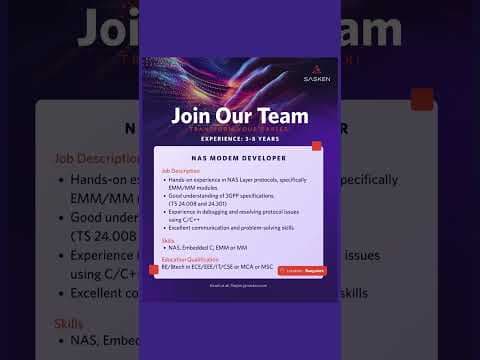 Hiring NAS Modem Developer | Bangalore | Experience: 3–8 Years