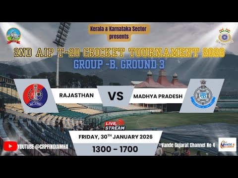2nd AIP T20 Cricket tournament 2026 Group B Rajasthan Police  VS Madhya Pradesh Police at Benguluru