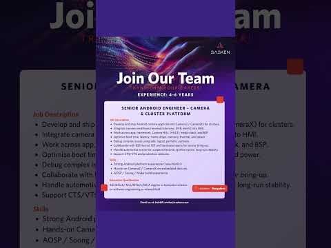 We’re Hiring: Senior Android Engineer - Camera & Cluster Platform