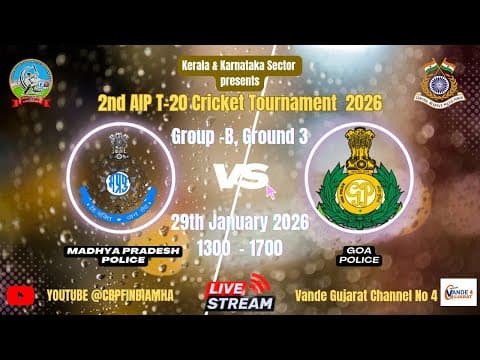 2nd AIP T20 Cricket tournament 2026 Group B Madhya Pradesh Police vs Goa Police at Benguluru