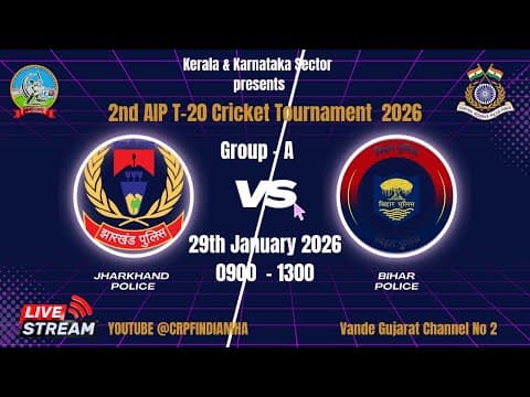 2nd AIP T20 Cricket tournament 2026 Group A Jharkhand vs Bihar Police at Alur Stadium Bengaluru